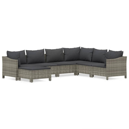 Set Divani da Giardino 7 pz con Cuscini in Polyrattan Grigio - homemem39