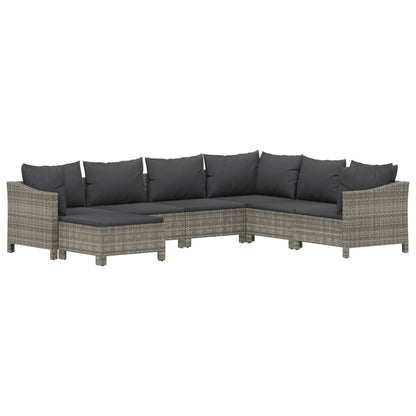 Set Divani da Giardino 7 pz con Cuscini in Polyrattan Grigio - homemem39