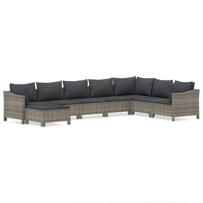 Set Divani da Giardino 8 pz con Cuscini in Polyrattan Grigio | homemem39