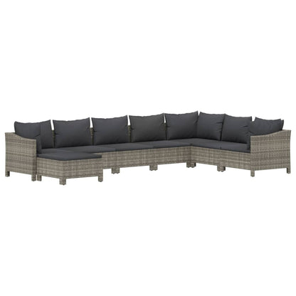 Set Divani da Giardino 8 pz con Cuscini in Polyrattan Grigio | homemem39