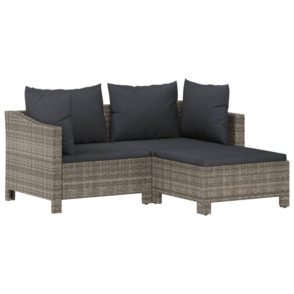 Set Divani da Giardino 7 pz con Cuscini in Polyrattan Grigio - homemem39