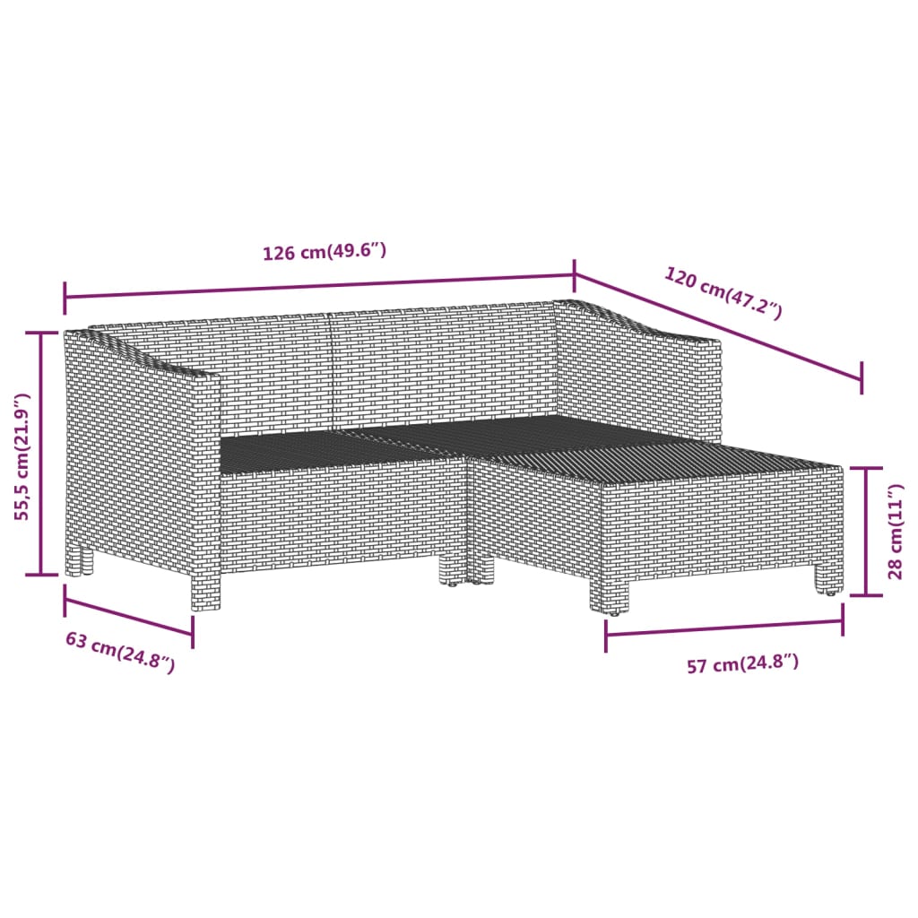 Set Divani da Giardino 7 pz con Cuscini in Polyrattan Grigio | homemem39