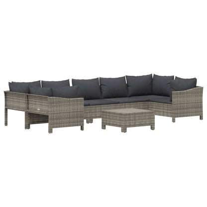 Set Divani da Giardino 8 pz con Cuscini in Polyrattan Grigio - homemem39