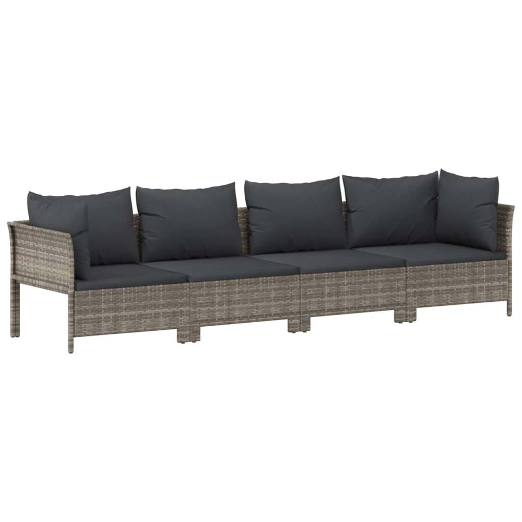 Set Divani da Giardino 10 pz con Cuscini in Polyrattan Grigio - homemem39