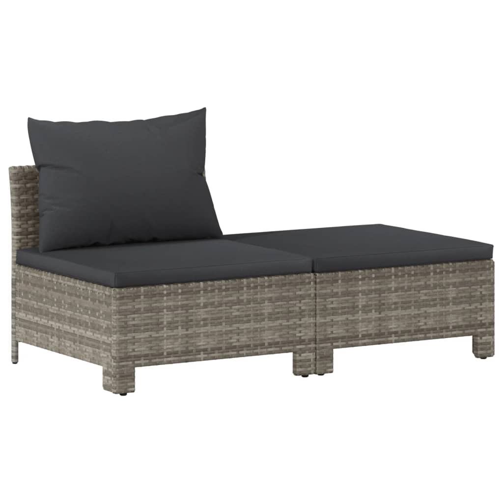 Set Divani da Giardino 10 pz con Cuscini in Polyrattan Grigio - homemem39