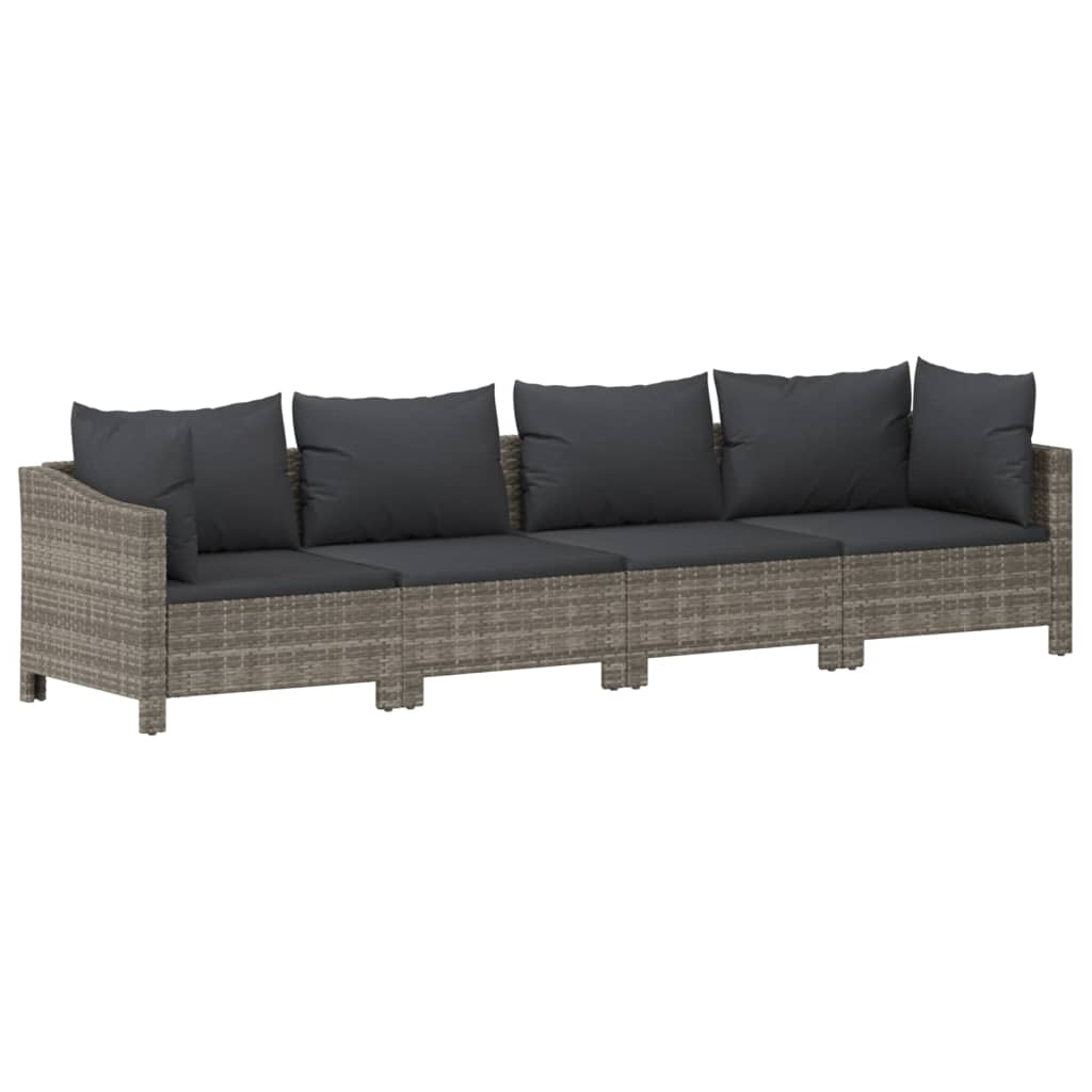 Set Divani da Giardino 10 pz con Cuscini in Polyrattan Grigio | homemem39