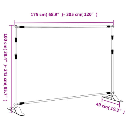 Supporti per Fondali 2 pz Neri 305x243 cm in Acciaio - homemem39