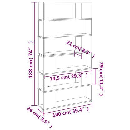 Libreria/Divisorio Rovere Fumo 100x24x188 cm | homemem39