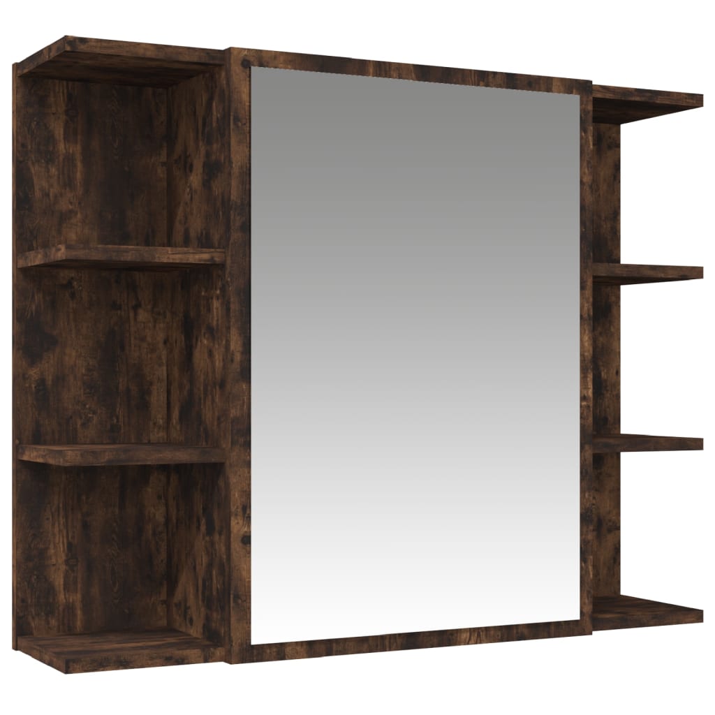 Set Mobili da Bagno 3 pz Rovere Fumo in Legno Multistrato