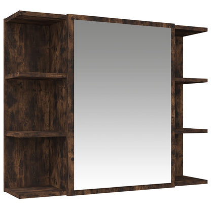 Set Mobili da Bagno 3 pz Rovere Fumo in Legno Multistrato