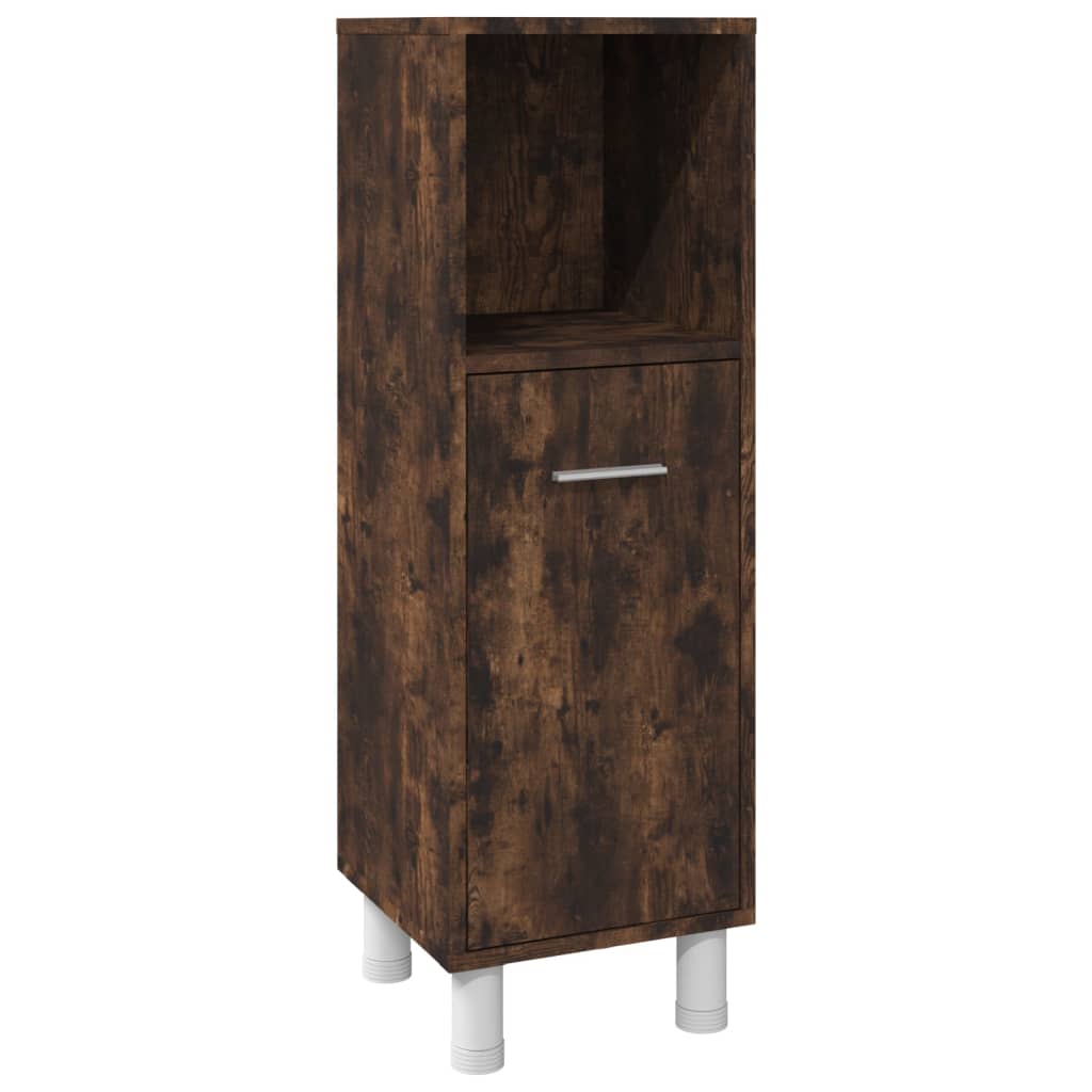 Set Mobili da Bagno 3 pz Rovere Fumo in Legno Multistrato