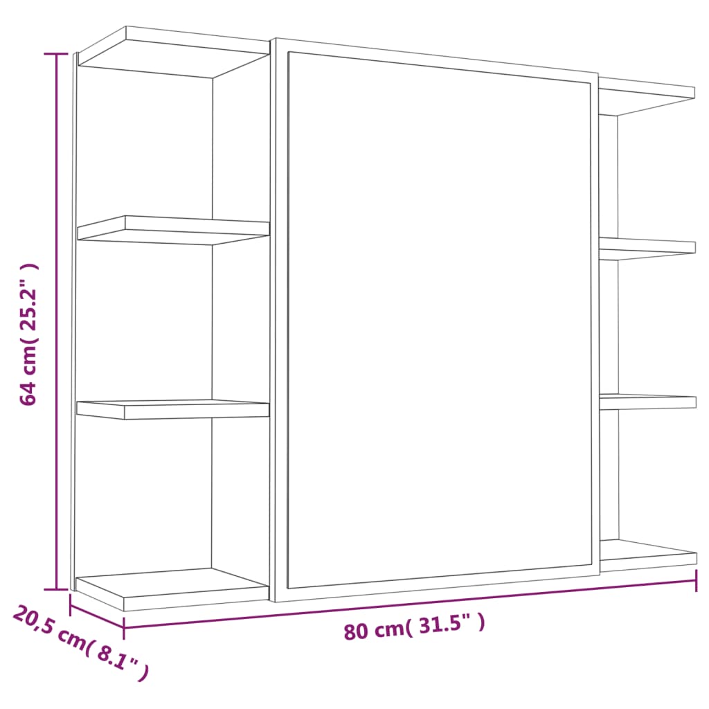 Set Mobili da Bagno 3 pz Rovere Fumo in Legno Multistrato