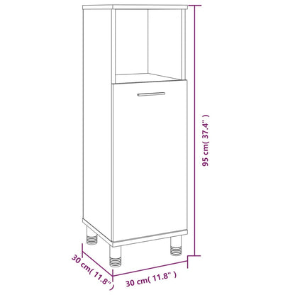 Set Mobili da Bagno 3 pz Rovere Fumo in Legno Multistrato