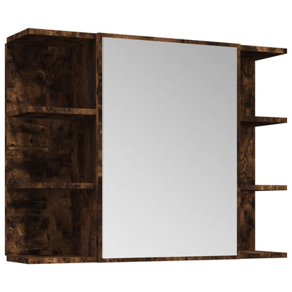 Set Mobili da Bagno 4 pz Rovere Fumo in Legno Multistrato