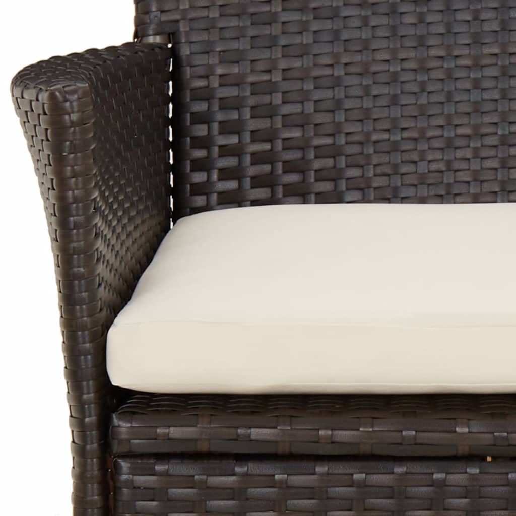 Set da Pranzo da Giardino 5pz con Cuscini in Polyrattan Marrone | homemem39