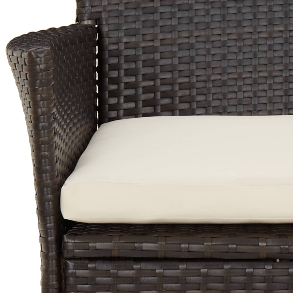 Set da Pranzo da Giardino 5pz con Cuscini in Polyrattan Marrone | homemem39