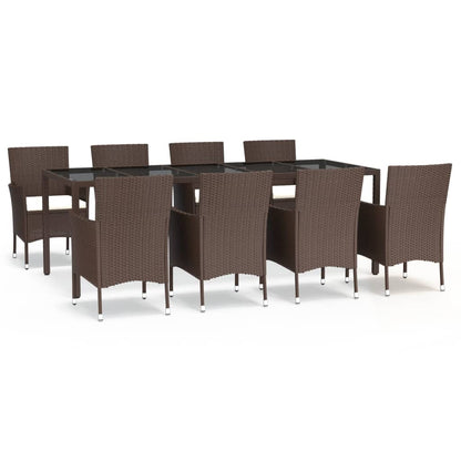 Set da Pranzo da Giardino 9pz con Cuscini Marrone in Polyrattan | homemem39
