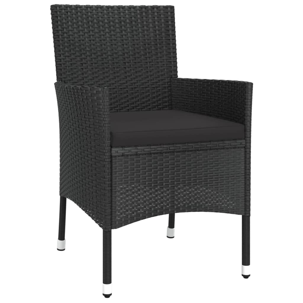 Set da Pranzo da Giardino 9 pz con Cuscini Nero in Polyrattan | homemem39