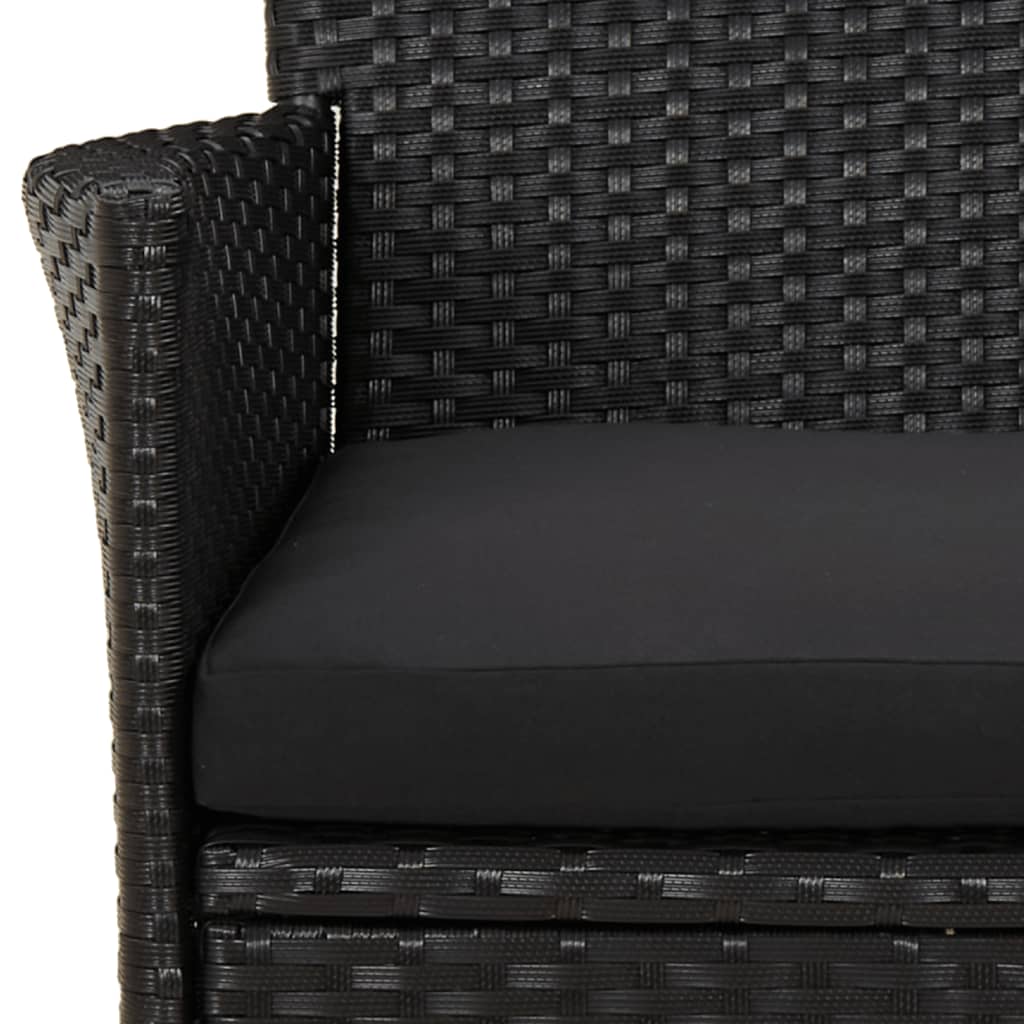 Set da Pranzo da Giardino 9 pz con Cuscini Nero in Polyrattan | homemem39