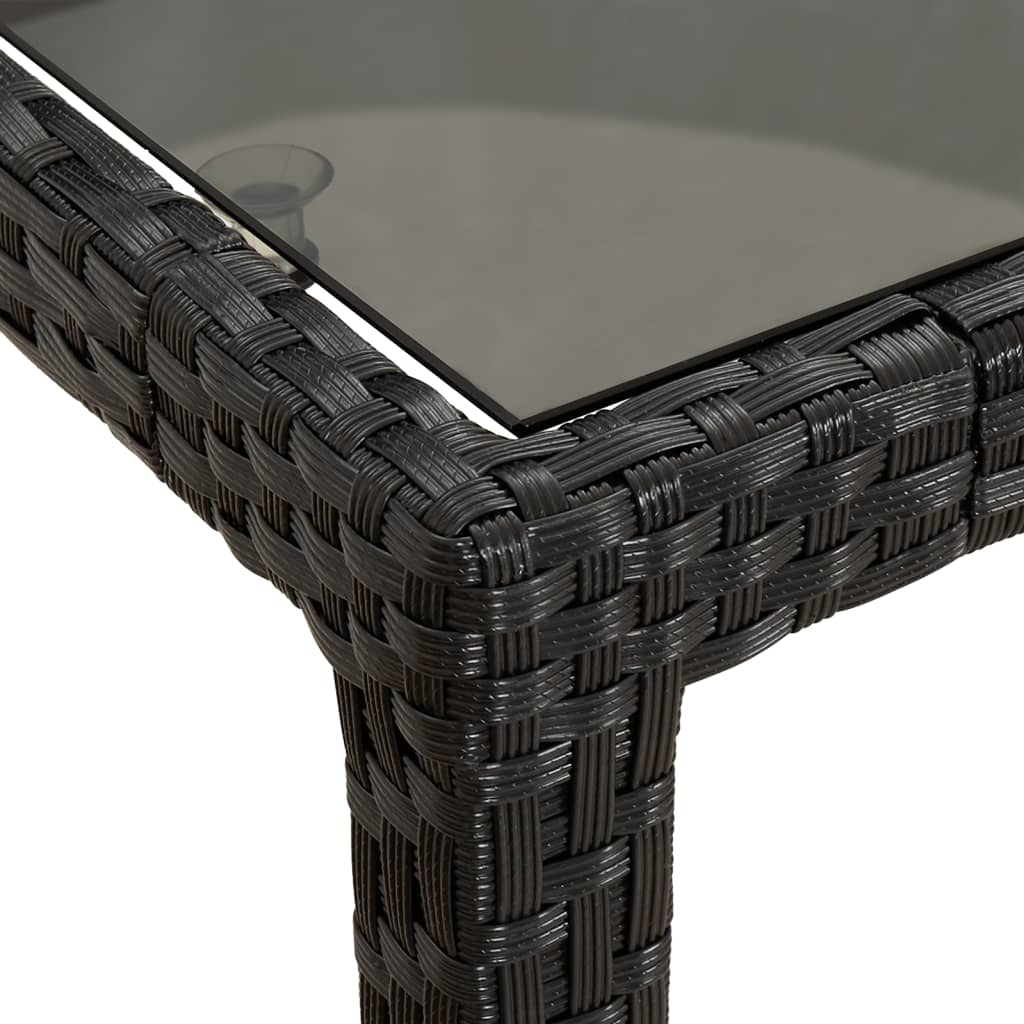 Set da Pranzo da Giardino 9 pz con Cuscini Nero in Polyrattan | homemem39