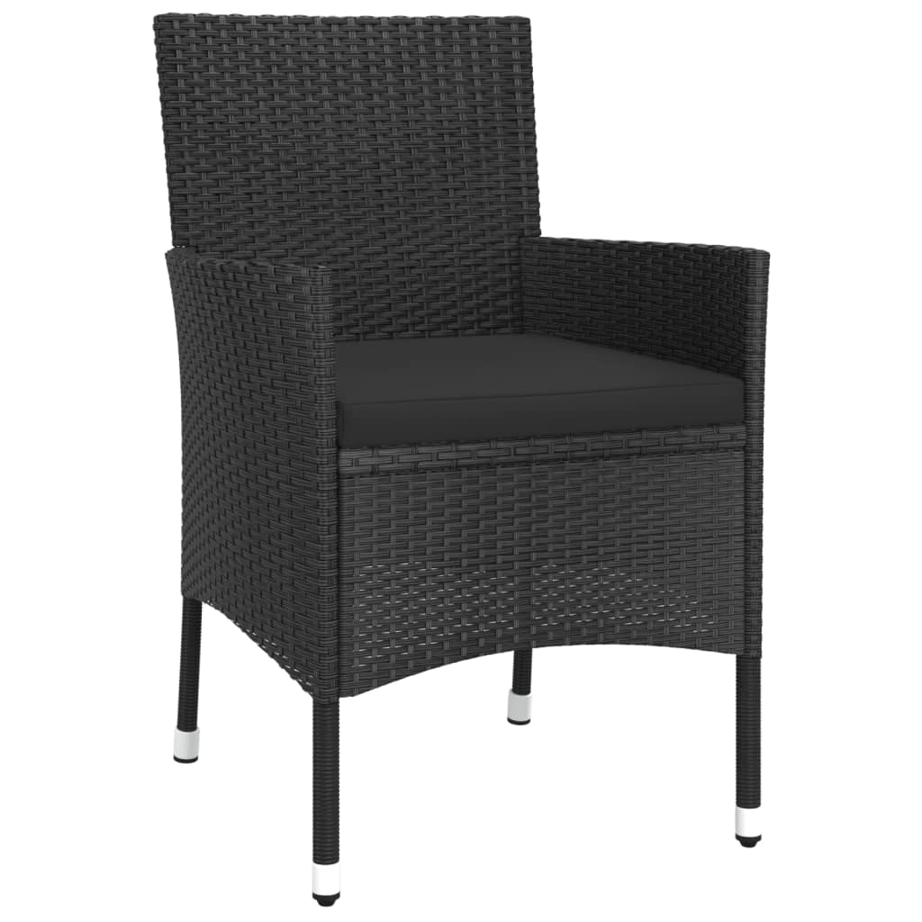 Set da Pranzo da Giardino 9 pz con Cuscini Nero in Polyrattan | homemem39