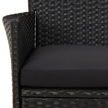 Set da Pranzo da Giardino 9 pz con Cuscini Nero in Polyrattan | homemem39