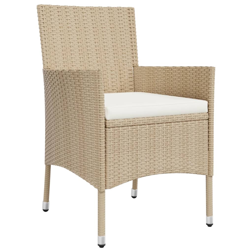 Set da Pranzo da Giardino 9 pz con Cuscini Beige in Polyrattan | homemem39