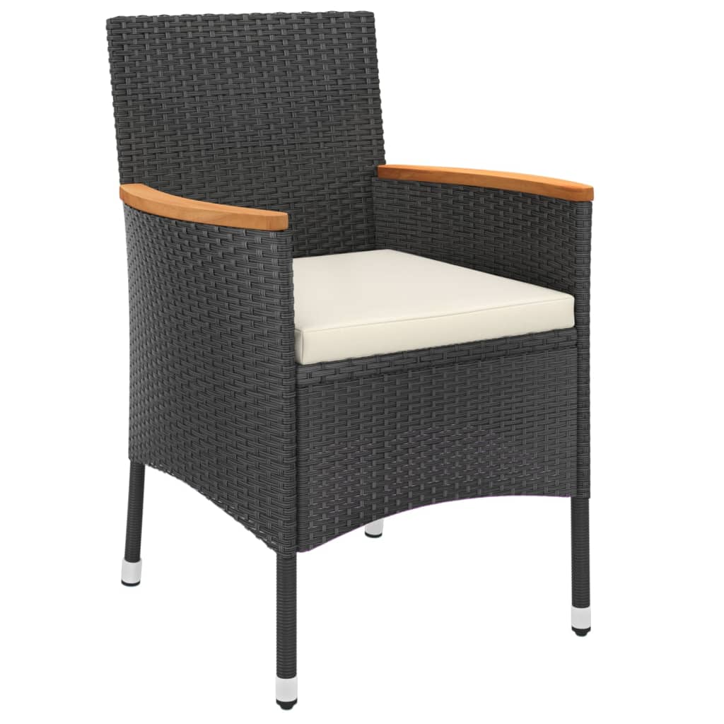 Set da Pranzo da Giardino 3 pz con Cuscini Nero in Polyrattan | homemem39