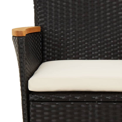 Set da Pranzo da Giardino 3 pz con Cuscini Nero in Polyrattan | homemem39