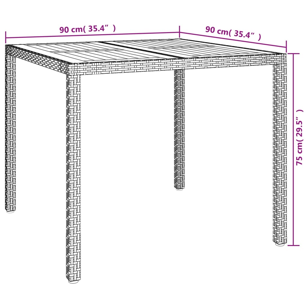 Set da Pranzo da Giardino 3 pz con Cuscini Nero in Polyrattan | homemem39