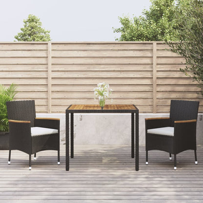 Set da Pranzo da Giardino 3 pz con Cuscini Nero in Polyrattan | homemem39
