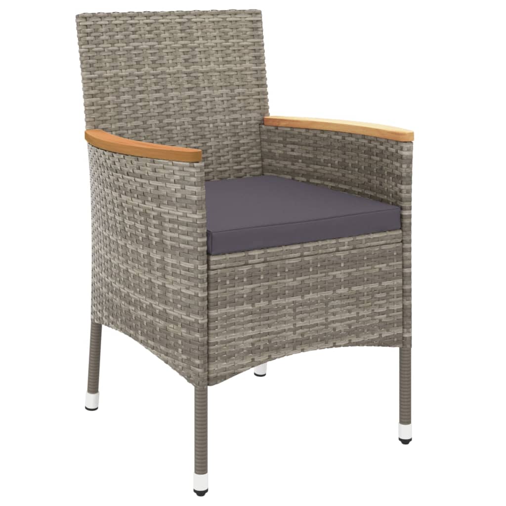 Set da Pranzo da Giardino 5 pz con Cuscini in Polyrattan Grigio | homemem39