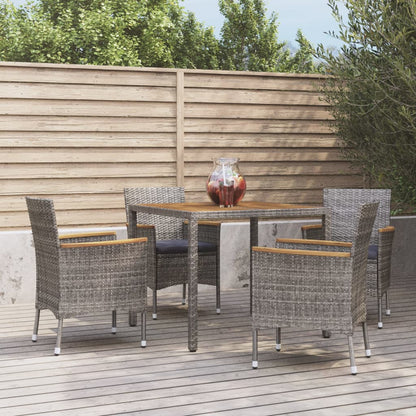 Set da Pranzo da Giardino 5 pz con Cuscini in Polyrattan Grigio | homemem39