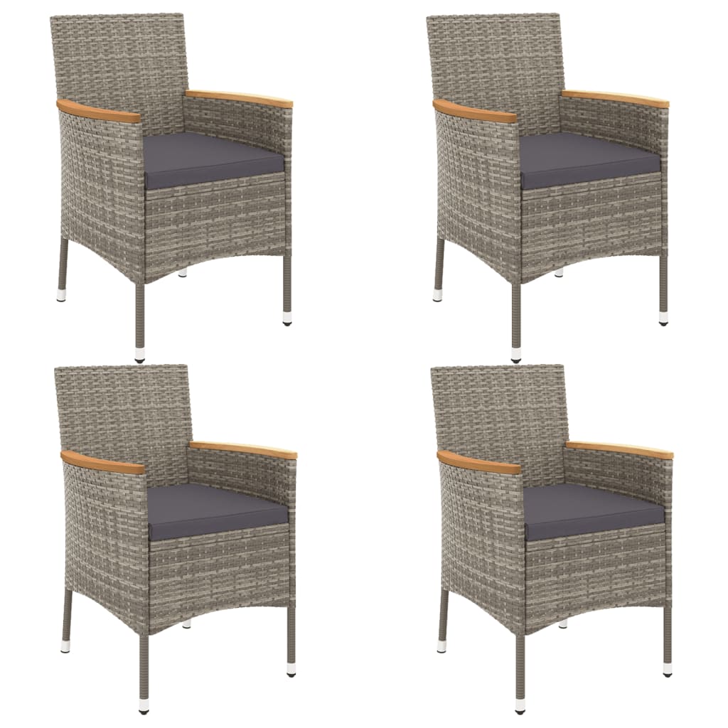 Set da Pranzo da Giardino 5 pz con Cuscini in Polyrattan Grigio | homemem39