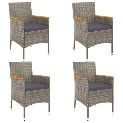 Set da Pranzo da Giardino 5 pz con Cuscini in Polyrattan Grigio | homemem39