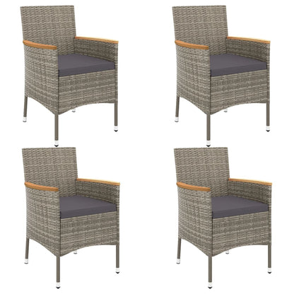 Set da Pranzo da Giardino 5 pz con Cuscini in Polyrattan Grigio | homemem39