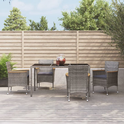Set da Pranzo da Giardino 5 pz con Cuscini in Polyrattan Grigio | homemem39