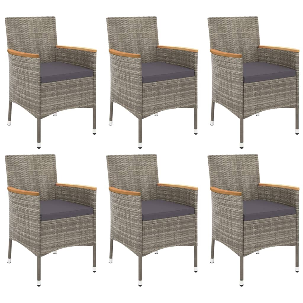 Set da Pranzo da Giardino 7 pz con Cuscini in Polyrattan Grigio | homemem39
