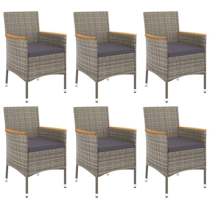 Set da Pranzo da Giardino 7 pz con Cuscini in Polyrattan Grigio | homemem39