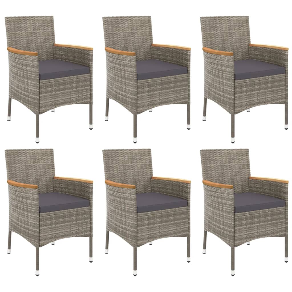 Set da Pranzo da Giardino 7 pz con Cuscini in Polyrattan Grigio | homemem39