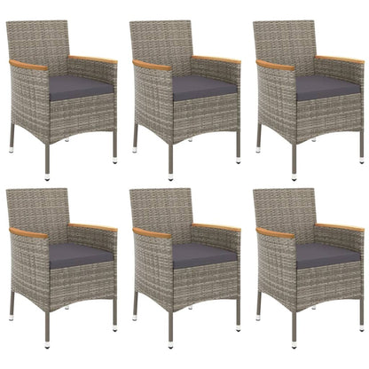 Set da Pranzo da Giardino 7 pz con Cuscini in Polyrattan Grigio | homemem39