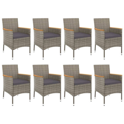 Set da Pranzo da Giardino 9 pz con Cuscini in Polyrattan Grigio | homemem39