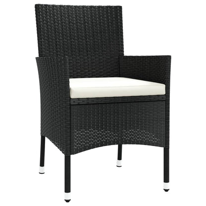 Set da Pranzo da Giardino 3 pz con Cuscini Nero in Polyrattan | homemem39