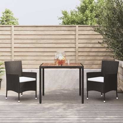 Set da Pranzo da Giardino 3 pz con Cuscini Nero in Polyrattan | homemem39