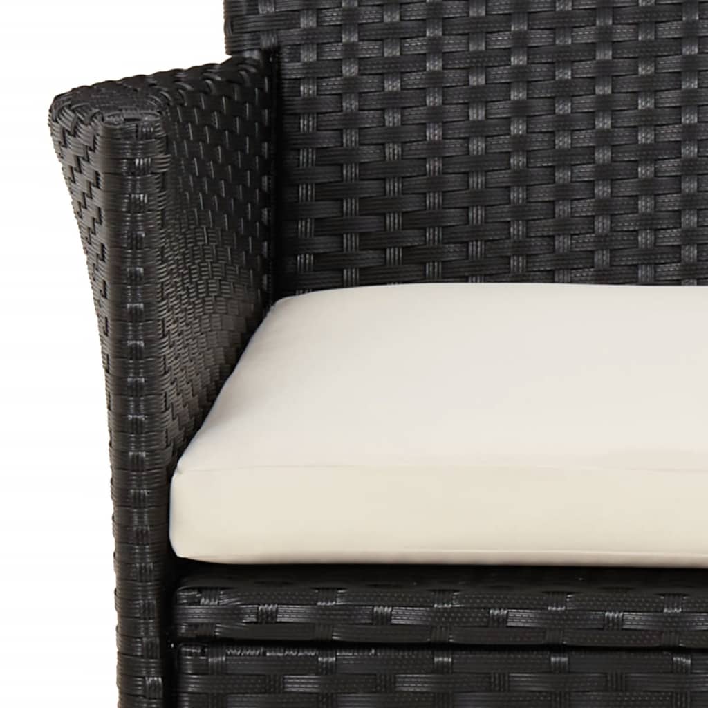 Set da Pranzo da Giardino 5 pz Nero con Cuscini in Polyrattan | homemem39