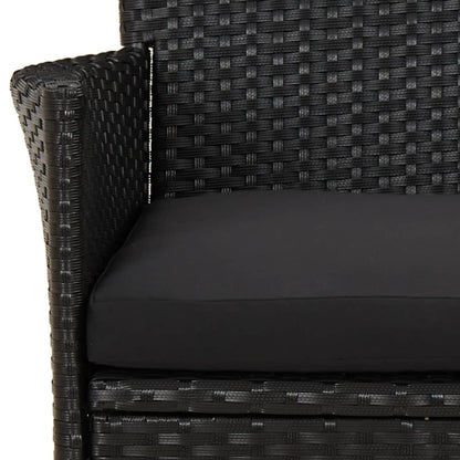 Set da Pranzo da Giardino 5 pz Nero con Cuscini in Polyrattan | homemem39