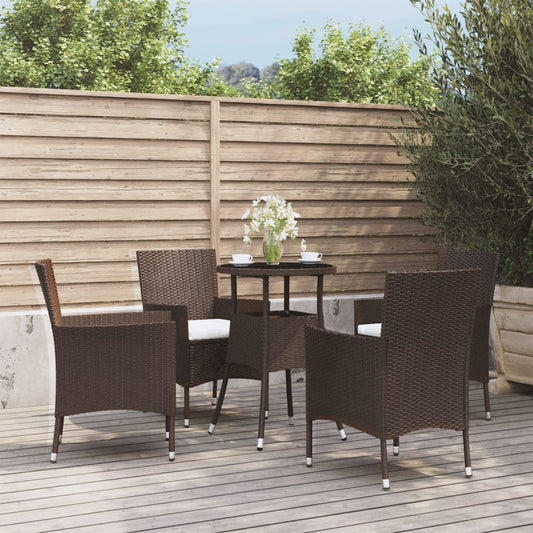 Set Bistrò da Giardino 5 pz con Cuscini in Polyrattan Marrone | homemem39