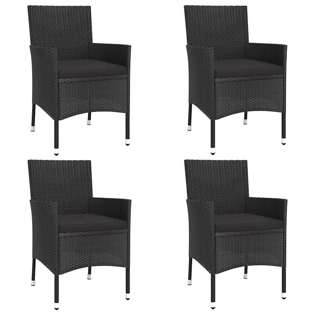 Set Bistrò da Giardino 5 pz con Cuscini in Polyrattan Nero | homemem39
