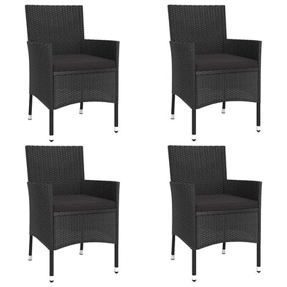 Set Bistrò da Giardino 5 pz con Cuscini in Polyrattan Nero | homemem39