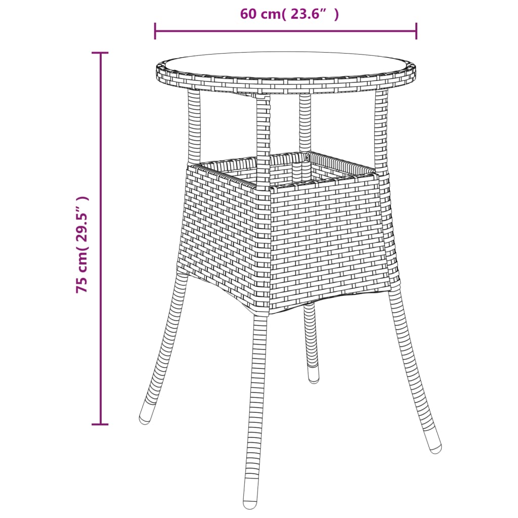 Set Bistrò da Giardino 3 pz con Cuscini in Polyrattan Grigio - homemem39